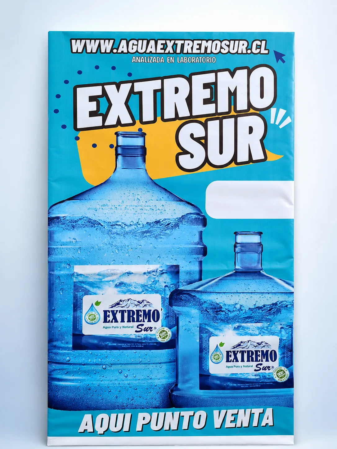 Letrero punto de venta Agua Extremo Sur